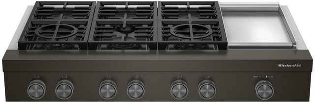KitchenAid® 48" Black Ore Commercial-Style Gas Rangetop with Griddle-0