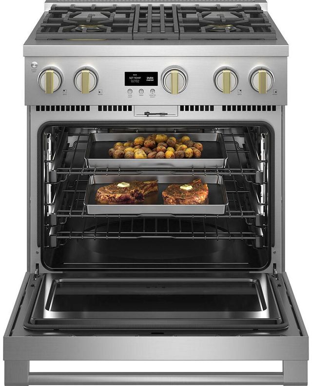 Monogram® Statement Collection 30" Stainless Steel Pro Style Dual Fuel Range-1