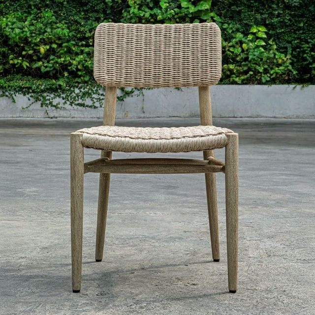 Uttermost® Kailua Cerused Wheat Wicker/Wooden Outdoor Dining Chair-2