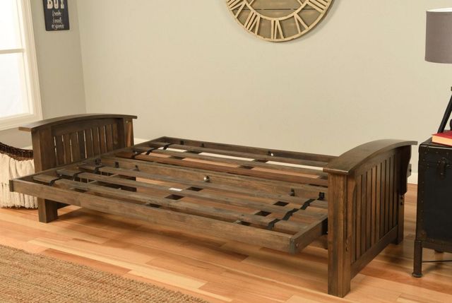 Kodiak Furniture Washington Linen Cocoa/Rustic Walnut Full Futon with Mattress-3