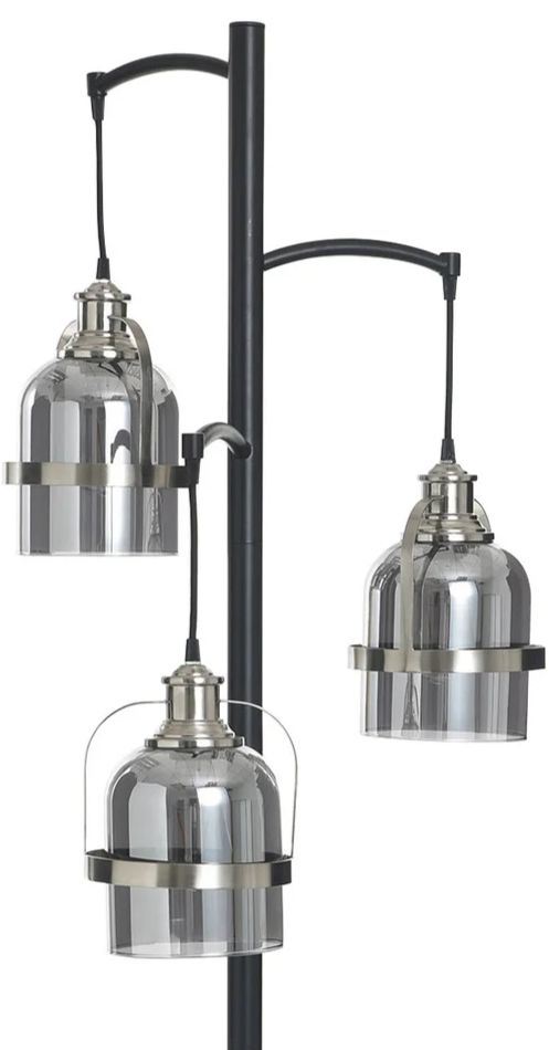 Stylecraft Black/Brushed Steel Floor Lamp-1
