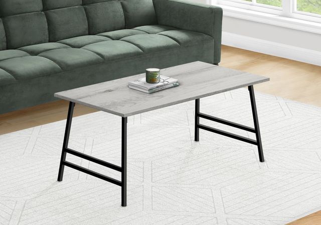 Monarch Specialties Inc. Gray 40"L Coffee Table with Metal A-Frame Legs-1