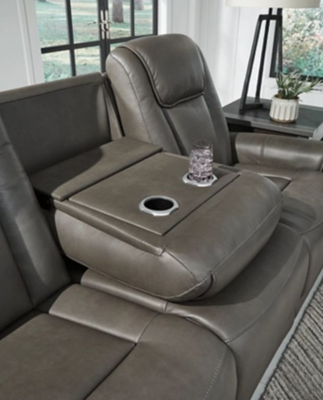 Signature Design by Ashley® Card Player Smoke Power Reclining Sofa-4