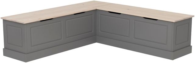 Linon Norah 3-Piece Gray/Maple Table Bench Nook Set-3