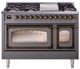 Ilve® Nostalgie II Noblesse 48'' Graphite Matte Pro Style Dual Fuel Range with Burnished Trim-0