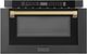 ZLINE Autograph Edition 24" 1.2 Cu. Ft. Black Stainless Steel Built-in Microwave Drawer with Champagne Bronze Handle-1