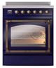Ilve® Nostalgie II Noblesse 30'' Midnight Blue Pro Style Induction Range with Burnished Trim-1