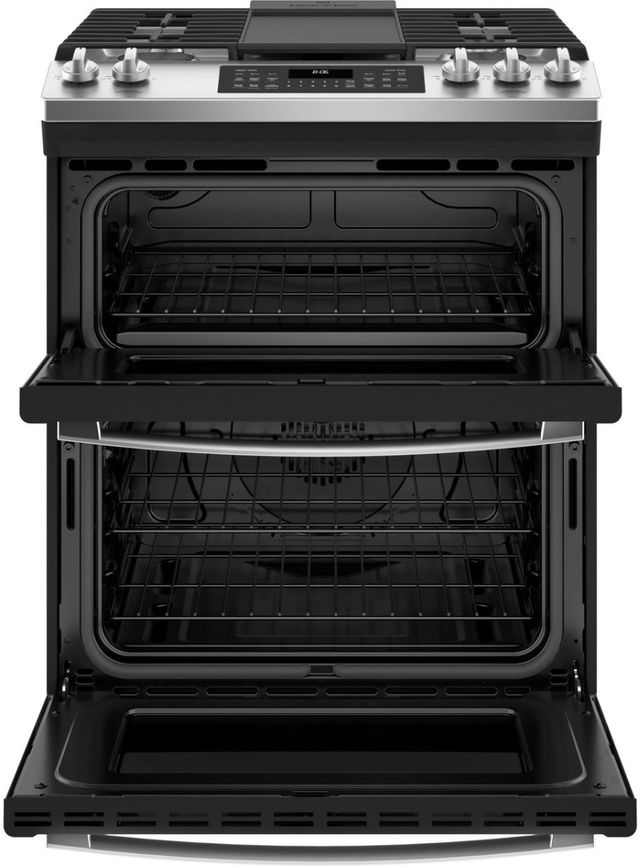GE® 30" Stainless Steel Slide-In Natural Gas Double Oven Range-1