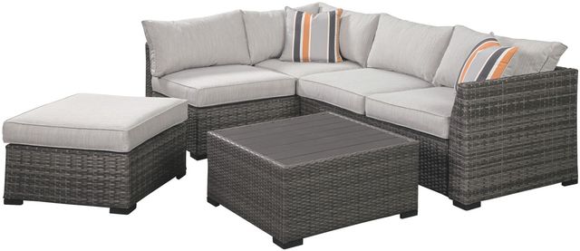 Signature Design by Ashley® Cherry Point 4-Piece Small Spaced Gray Resin/Metal Outdoor Sectional-1