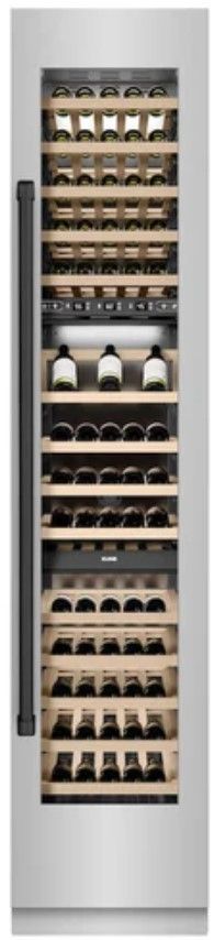 ZLINE Autograph Edition 18" 9.0 Cu. Ft. Triple Zone 68 Bottle Right Hinge Column Wine Cooler in Stainless Steel with Matte Black Accents-3