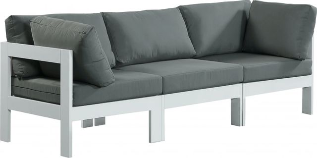 Meridian Furniture Nizuc 3-Piece Gray/White Aluminum/Fabric Outdoor Patio Modular Sofa-0