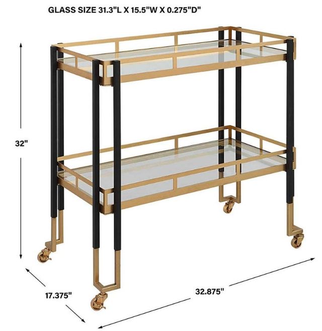 Uttermost® Kentmore Black/Gold Bar Cart-2