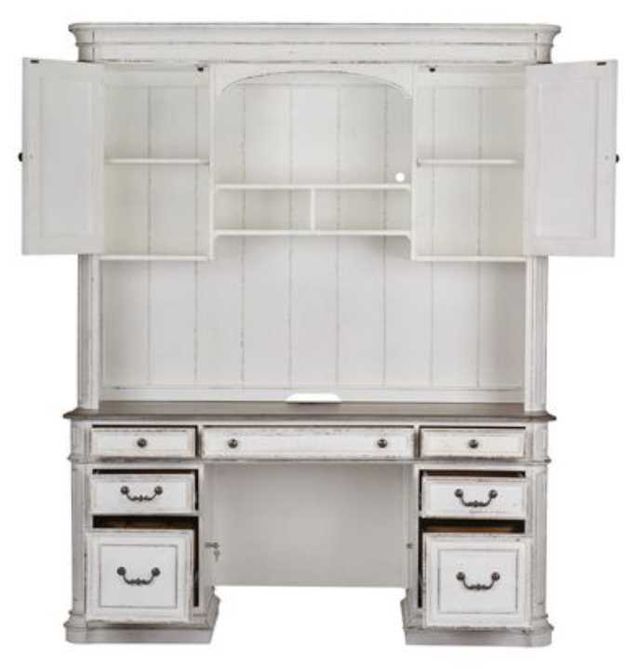 Liberty Furniture Magnolia Manor Antique White Credenza and Hutch-2