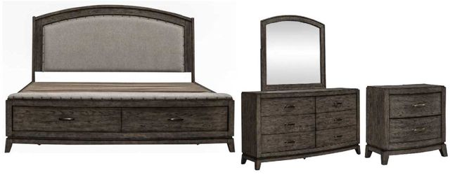Liberty Furniture Avalon 4-Piece Coffee Bean King Upholstered Bedroom Set -0