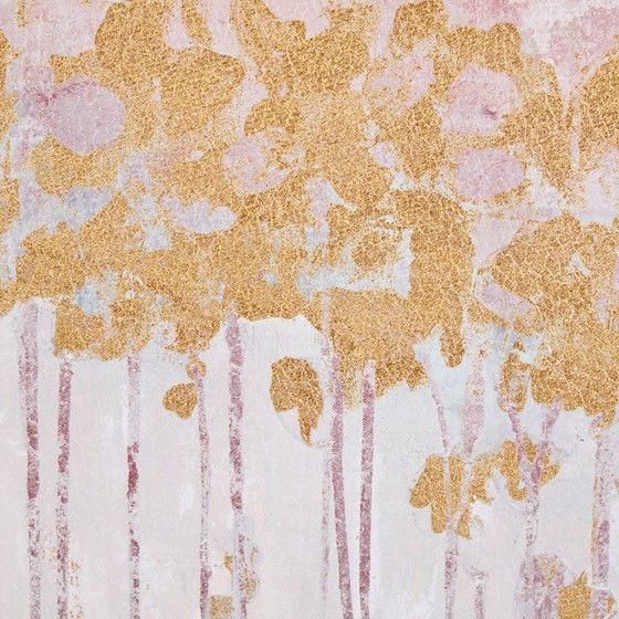 Olliix by Madison Park Twilight Blush Dewy Forest Abstract Gel Coat Canvas with Metallic Foil Embellishment 3 Piece Set-2