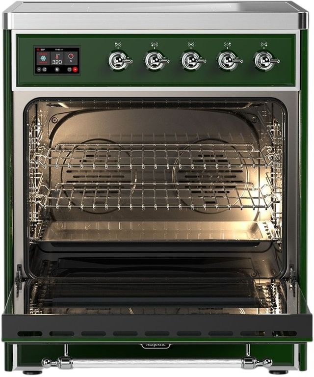 Ilve® Majestic III 30" Emerald Green Pro Style Induction Range with Triple Glass Door and Chrome Trim-1