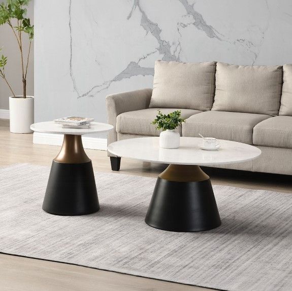 ACME Furniture Jaramillo White Natural Coffee Table with Black Base-4