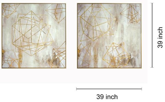 Classy Living 2-Piece Golden Geometric Harmony Duo Wall Art Set-2