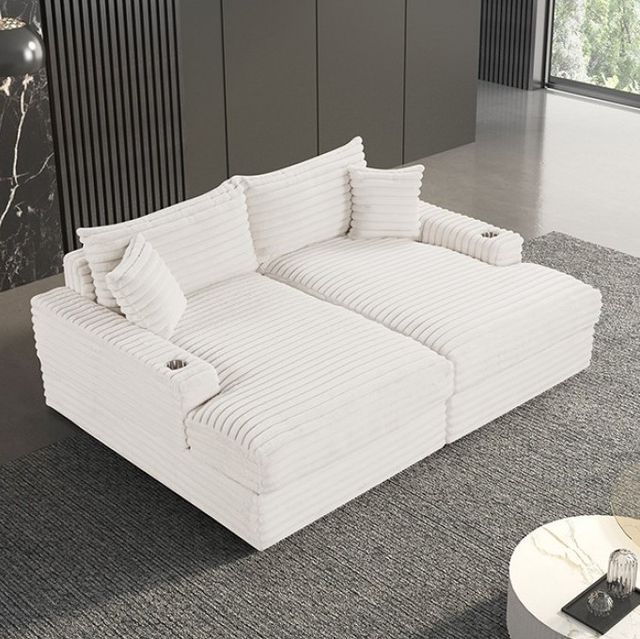 Furniture of America® Tavedestrand White Double Chaise Sofa-1