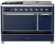 Ilve® Majestic III 48" Midnight Blue Pro Style Dual Fuel Liquid Propane Range with French Top and Chrome Trim-2