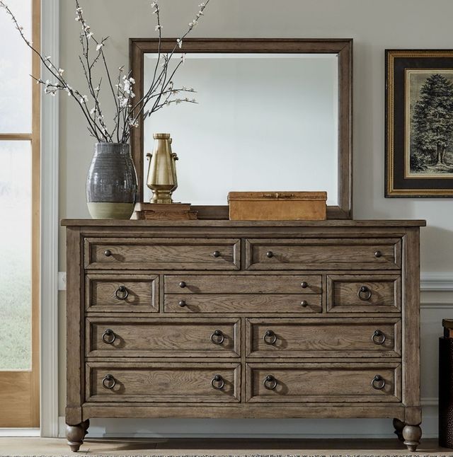 Liberty Furniture Americana Farmhouse Dusty Taupe Dresser and Mirror Set-1