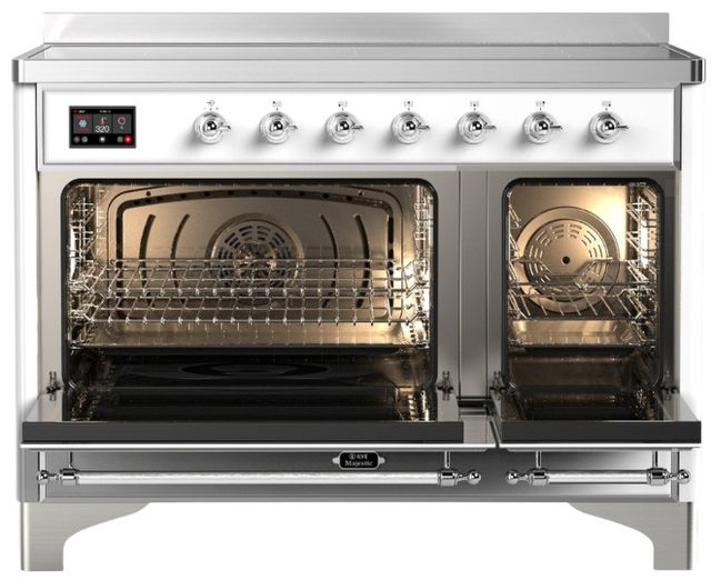 Ilve® Majestic III 48" Custom Pro Style Induction Range with Solid Door and Chrome Trim-1