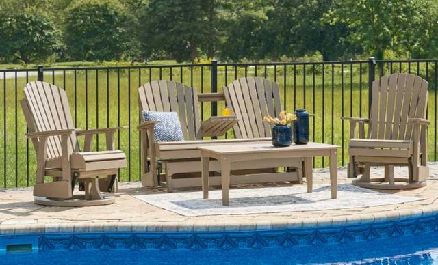Signature Design by Ashley® Hyland Wave Driftwood Outdoor Swivel Glider Chair-4