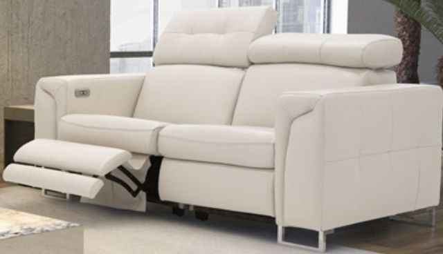 Fornirama 3333 Off-White Power Reclining Loveseat with Adjustable Headrest-0