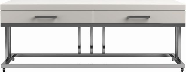 Coaster® Dalya Glossy White Two Drawers Rectangular Coffee Table with Chrome Base-0