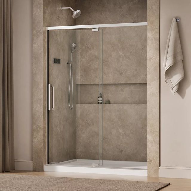 KOHLER Statement™ Bright Polished Silver 76" x 54" - 60" Pivot Shower Door-1