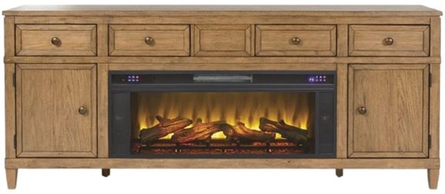 Signature Design by Ashley® Sharlance Light Brown 81" TV Stand with Electric Fireplace-2