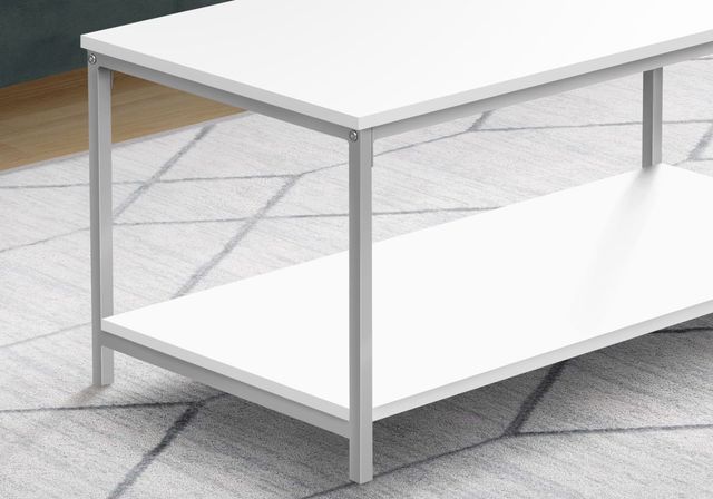 Monarch Specialties Inc. White 40"L Two Tier Coffee Table with Black Metal Frame -2