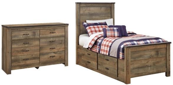 Signature Design by Ashley® Trinell 2-Piece Brown Twin Panel Storage Bed Set-0