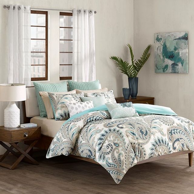 Olliix by INK+IVY Blue Kiran Cotton Oblong Pillow-1
