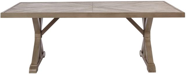 Signature Design by Ashley® Beachcroft Beige Outdoor Rectangular Dining Table with Umbrella Option-1