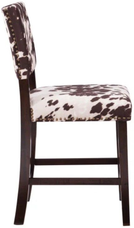 Linon Corey Brown Cow Print Counter Stool-4