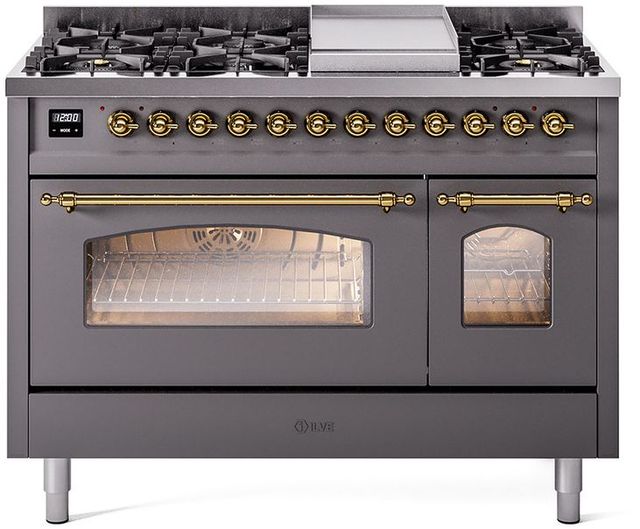 Ilve® Nostalgie II Series 48" Graphite Matte Pro Style Dual Fuel Range-0