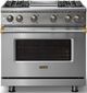 Viking® 5 Series 36" Stainless Steel Pro Style Gas (NG) Range with Brushed Brass Trim-4