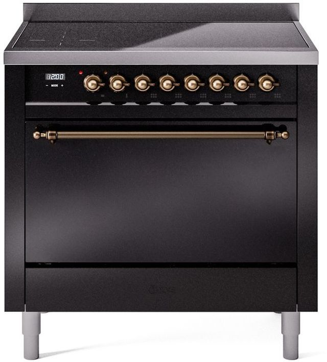 Ilve® Nostalgie II Series 36" Glossy Black Pro Style Induction Range-0
