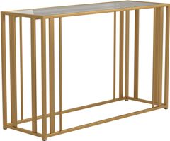 Coaster® Adri Glass Top Sofa Table with Matte Brass Metal Frame
