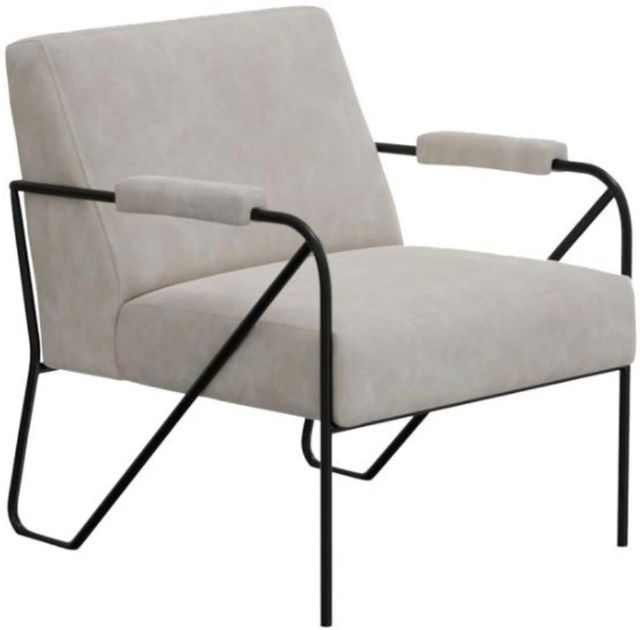 International Furniture Direct Lotus Ivory/Blacksmithing Matte Black Accent Chair-0
