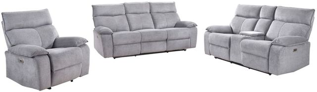Mazin Furniture Casper Grey Power Double Reclining Loveseat with Console-2