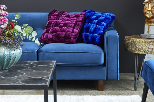 Moe's Home Collection PJ Royal Blue Velvet Pillow-4