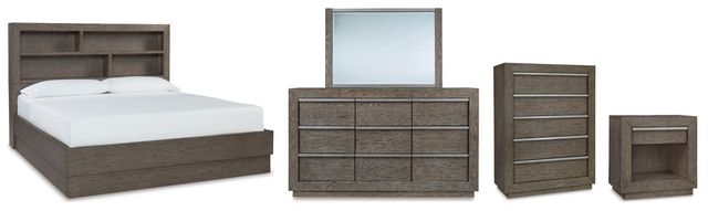 Benchcraft® Anibecca 5-Piece Weathered Gray Queen Bookcase Bed Set-0