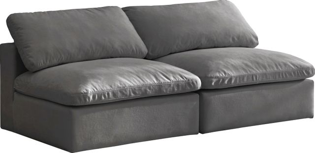 Meridian Furniture Cozy Grey Velvet 78" Cloud Modular Armless Sofa-0