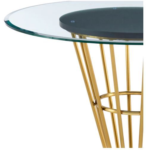Armen Living Veronica Glass Top Round Dining Table with Gold Base-3