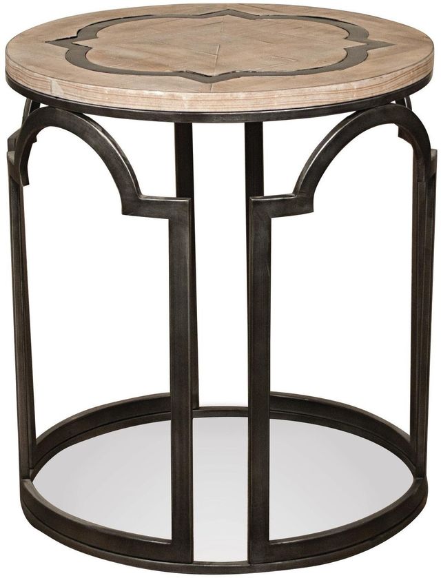 Riverside Furniture Estelle Washed Gray Round Side Table with Black Base-0