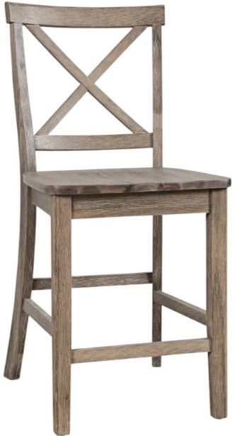 Jofran Inc. Eastern Tides 3-Piece Brushed Bisque Counter Table Set with X Back Stools-3