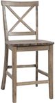 Jofran Inc. Eastern Tides 3-Piece Brushed Bisque Counter Table Set with X Back Stools-3