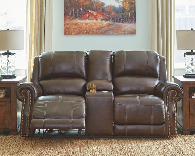 Signature Design by Ashley® Buncrana Chocolate Power Reclining Loveseat-7